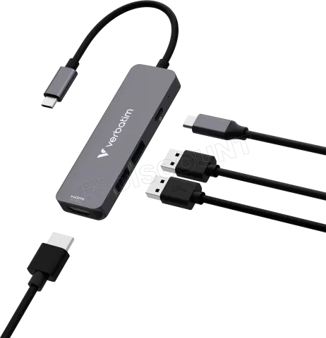 Photo de Hub USB-C 3.2 Verbatim Essentials - 4 ports (Gris)