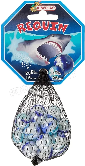 Jeu de 20 Billes et 1 Calot (Thème Requin)