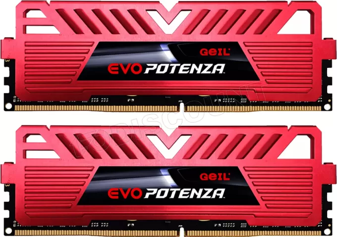 Kit Barrettes mémoire 16Go (2x8Go) DIMM DDR4 GeIL Evo Potenza 3200Mhz (Rouge)