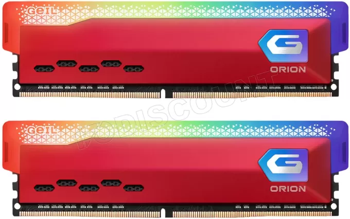 Kit Barrettes mémoire 32Go (2x16Go) DIMM DDR4 GeIL Orion RGB 3200Mhz AMD (Rouge)