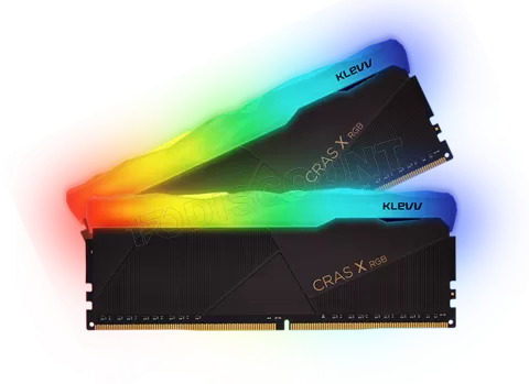 Photo de Kit Barrettes mémoire 32Go (2x16Go) DIMM DDR4 Klevv Cras X RGB 3600Mhz (Noir)