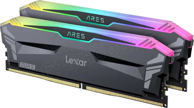 Kit Barrettes mémoire 32Go (2x16Go) DIMM DDR5 Lexar Ares RGB 6000MHz (Noir)