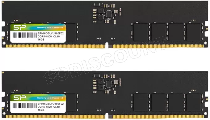 Kit Barrettes mémoire 32Go (2x16Go) DIMM DDR5 Silicon Power 4800Mhz (Noir)