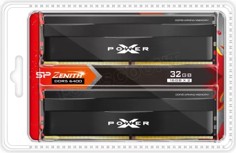 Photo de Kit Barrettes mémoire 32Go (2x16Go) DIMM DDR5 Silicon Power XPower Zenith 6000Mhz (Noir)