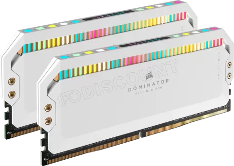 Photo de Kit Barrettes mémoire 64Go (2x32Go) DIMM DDR5 Corsair Dominator Platinum RGB  5200MHz (Blanc)