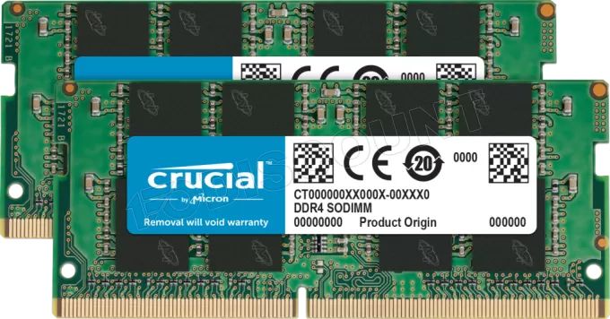 Kit Barrettes mémoire SODIMM DDR4 16Go (2x8Go) Crucial  3200Mhz (Vert)