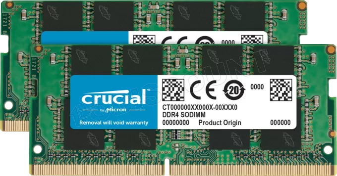 Kit Barrettes mémoire SODIMM DDR4 32Go (2x16Go) Crucial  3200Mhz (Vert)