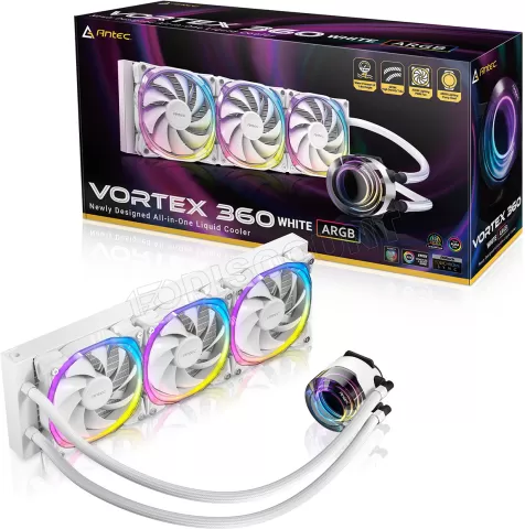 Photo de Kit Watercooling AIO Antec Vortex RGB - 360mm (Blanc)