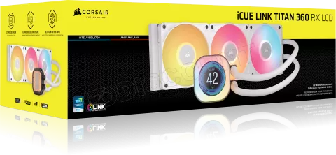 Photo de Kit Watercooling AIO Corsair iCue Link Titan RX LCD RGB - 360mm (Blanc)