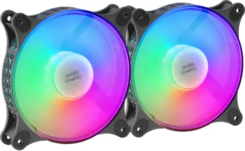 Photo de Lot de 2 Ventilateurs boitier Mars Gaming MF-Duo RGB - 12cm (Noir)