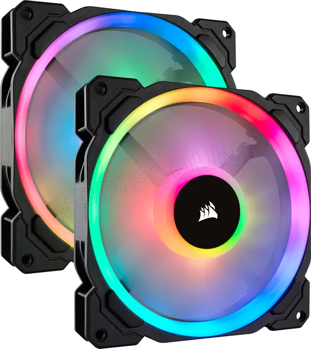 Lot de 2 Ventilateurs de boitier Corsair Dual Light Loop LL140 RGB - 14cm (Noir)