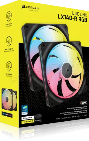 Photo de Lot de 2 Ventilateurs de boitier Corsair iCue Link LX-R RGB - 14cm (Noir)