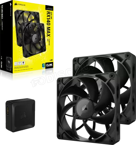 Photo de Lot de 2 Ventilateurs de boitier Corsair iCue Link RX Max - 14cm (Noir)