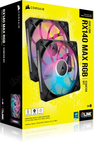 Photo de Lot de 2 Ventilateurs de boitier Corsair iCue Link RX Max RGB - 14cm (Noir)