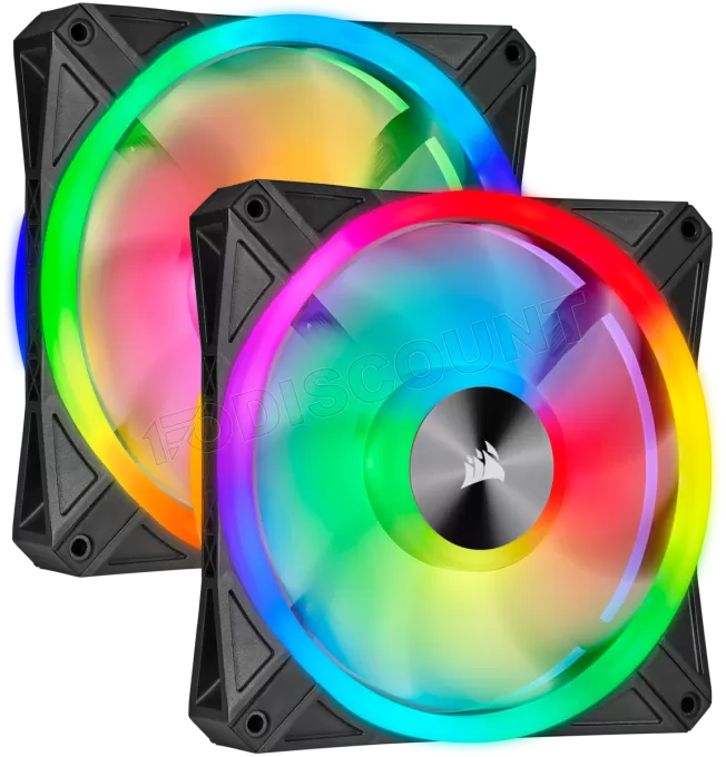 Lot de 2 Ventilateurs de boitier Corsair iCue QL140 PWM RGB 14cm (Noir)