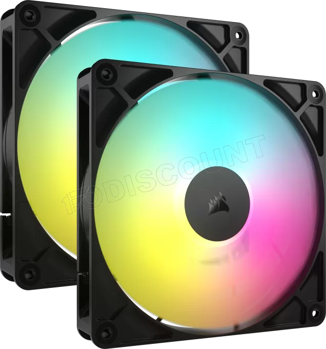 Lot de 2 Ventilateurs de boitier Corsair RS RGB - 14cm (Noir)