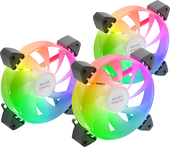 Lot de 3 Ventilateurs boitier Mars Gaming MF-3A RGB - 12cm (Noir)