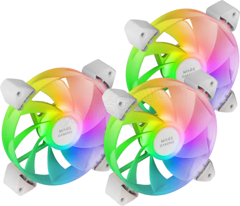 Photo de Lot de 3 Ventilateurs boitier Mars Gaming MF-3AR RGB - 12cm (Blanc)