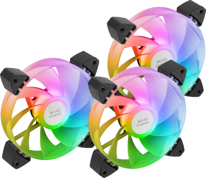 Lot de 3 Ventilateurs boitier Mars Gaming MF-3AR RGB - 12cm (Noir)