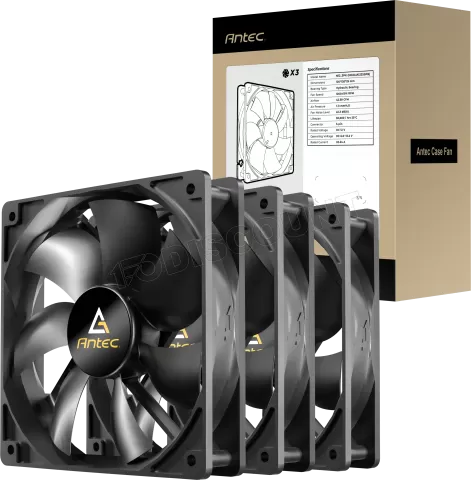 Photo de Lot de 3 Ventilateurs de boitier Antec N12 - 12cm (Noir)