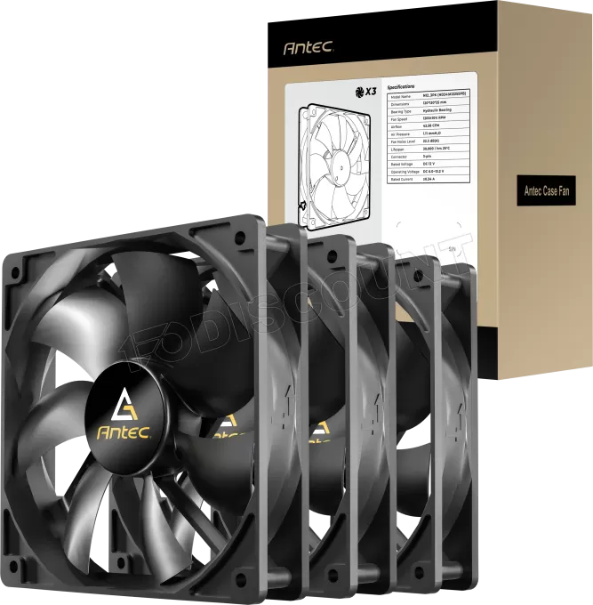 Lot de 3 Ventilateurs de boitier Antec N12 - 12cm (Noir)