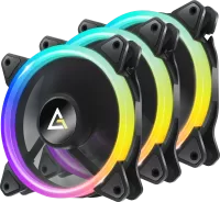 Photo de Lot de 3 Ventilateurs de boitier Antec Neon RGB - 12cm (Noir)