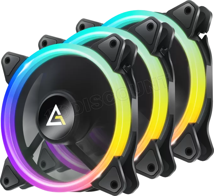 Lot de 3 Ventilateurs de boitier Antec Neon RGB - 12cm (Noir)