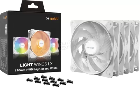 Photo de Lot de 3 Ventilateurs de boitier be quiet! Light Wings LX High Speed RGB - 12cm (Blanc)