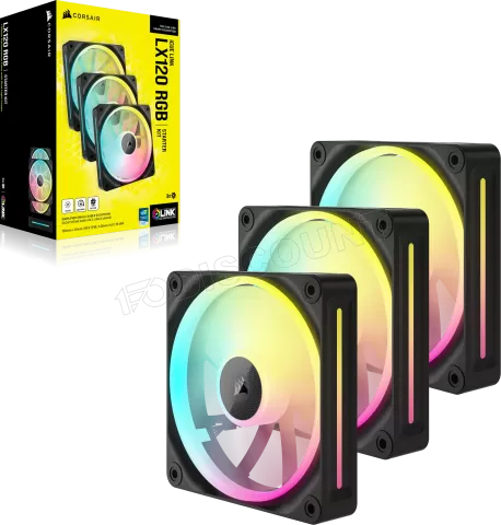 Photo de Lot de 3 Ventilateurs de boitier Corsair iCue Link LX RGB - 12cm (Noir)