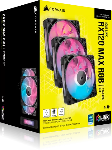 Photo de Lot de 3 Ventilateurs de boitier Corsair iCue Link RX Max RGB - 12cm (Noir)