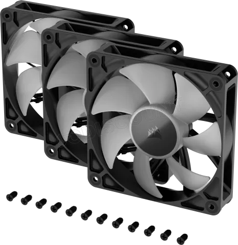 Photo de Lot de 3 Ventilateurs de boitier Corsair RS RGB - 12cm (Noir)