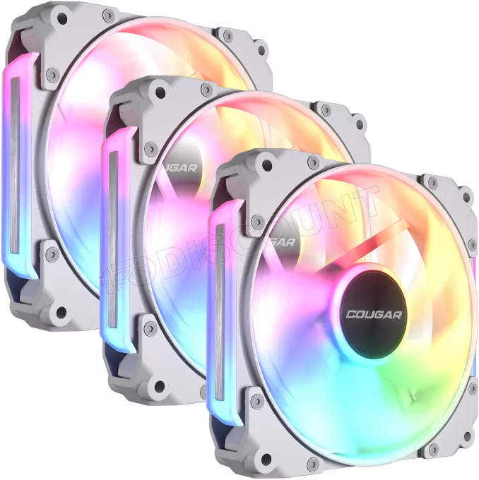 Lot de 3 Ventilateurs de boitier Cougar Apolar RGB - 12cm (Blanc)