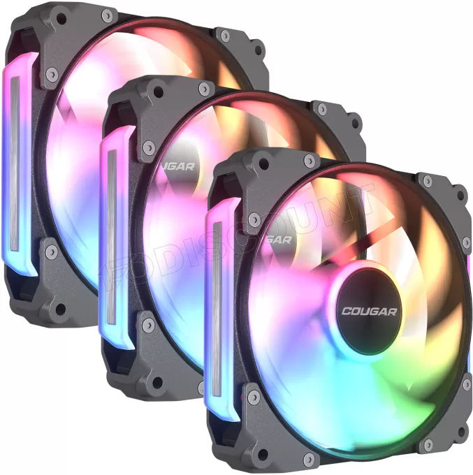 Lot de 3 Ventilateurs de boitier Cougar Apolar RGB - 12cm (Noir)