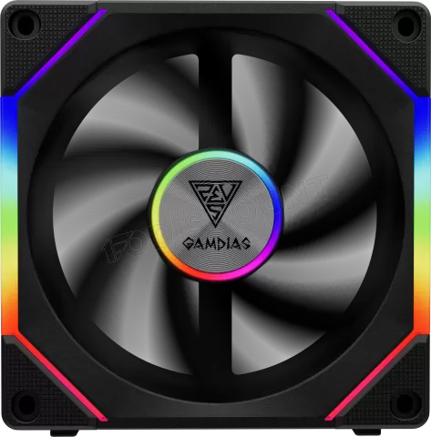 Photo de Lot de 3 Ventilateurs de boitier Gamdias Aeolus P2 RGB - 12cm (Noir)