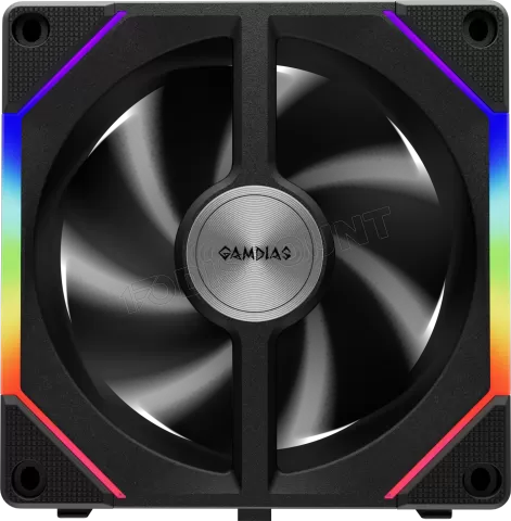 Photo de Lot de 3 Ventilateurs de boitier Gamdias Aeolus P2 RGB - 12cm (Noir)