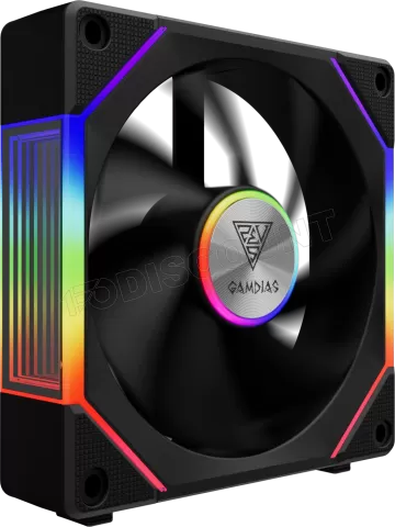 Photo de Lot de 3 Ventilateurs de boitier Gamdias Aeolus P2U RGB - 12cm (Noir)