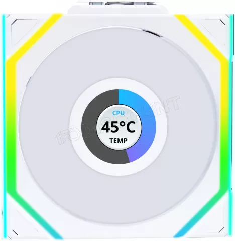 Photo de Lot de 3 Ventilateurs de boitier Lian Li Uni Fan SL Wireless LCD RGB - 12cm (Blanc)