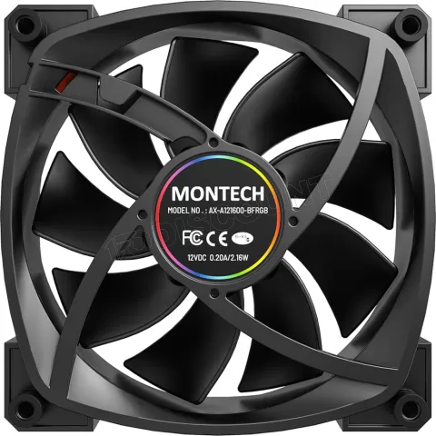 Photo de Lot de 3 Ventilateurs de boitier Montech AX120 RGB - 12cm (Noir)