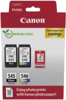 Photo de Pack 2 cartouches d'encre CANON PG-545/CL-546 + 50x Papiers photo