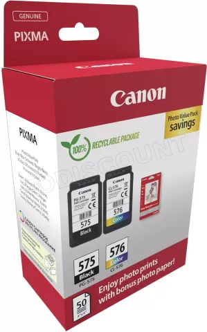 Photo de Pack 2 cartouches d'encre Canon PG-575/CL-576 (Noir + Couleurs)