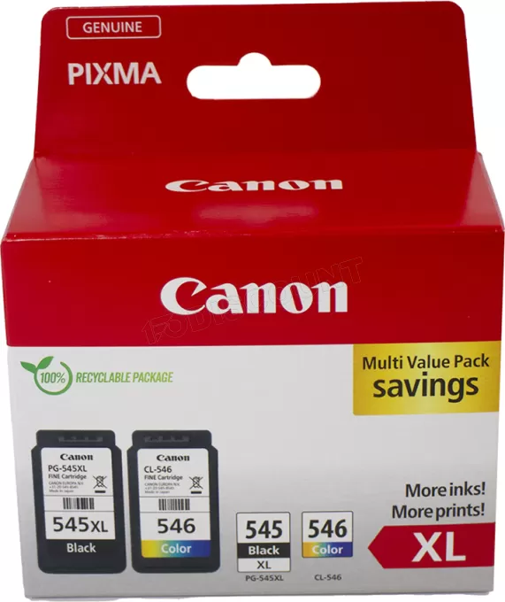 Pack 2 cartouches d'encre Canon Pixma PG-545XL/CL-546 (Noir + Couleurs)