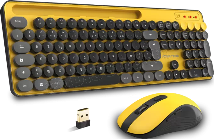 Pack 2en1 (Clavier/Souris) sans fil Advance Pep'S (Jaune/Noir)