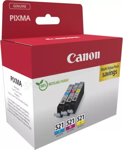 Photo de Pack 3 cartouches d'encre Canon CLI-521 (Couleurs)