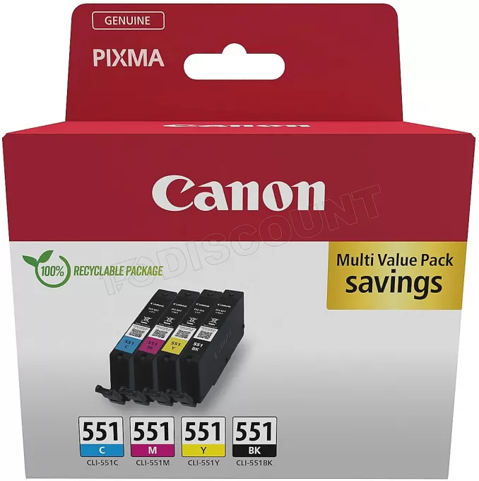 Pack 4 cartouches d'encre CANON CLI-551 ( couleurs + noir )