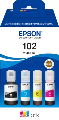 Photo de Pack 4 Cartouches d'encre Epson EcoTank 102 (Noir + Couleurs)