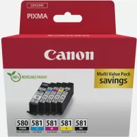 Photo de Pack 5 cartouches d'encre CANON PGI-580 / CLI-581 ( 3 couleurs + noir )