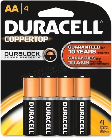 Pack de 4 piles Alcaline Duracell Plus Power type AA 1,5V (R06