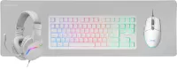 Photo de Pack Gamer 4en1 (Clavier/Souris/Casque/Tapis) Mars Gaming MCP-RGB3 (Blanc)