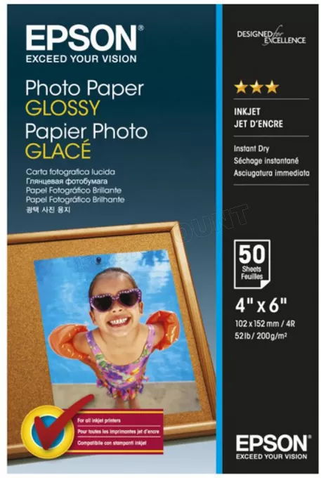 Papier Photo EPSON glacé 200g/m² - 50 feuilles 10x15 cm