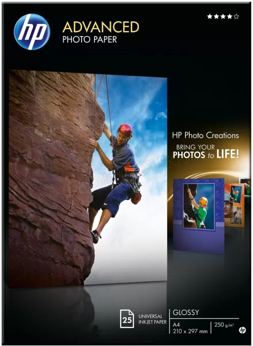 Papier photo HP Advanced Glossy Brillant - 25 feuilles 21x29.7 cm